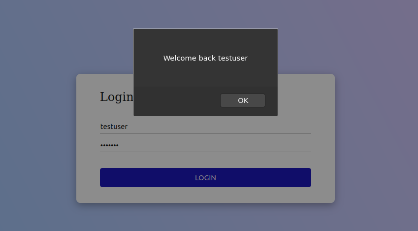 Successful login