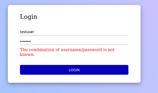 Unsuccessful login